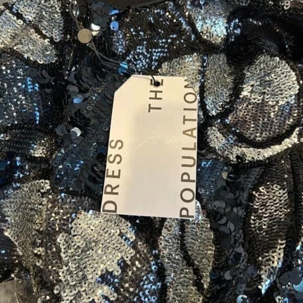 Dress The Population Blue/Silver Floral Sequin Natalie - Bodycon, Low Back XXL - Picture 4 of 4